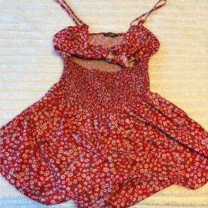 SHEIN Red and White Floral Romper
